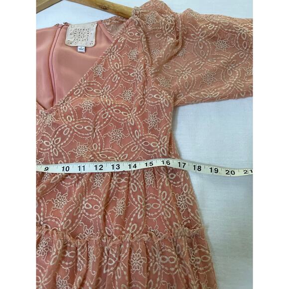 Johnny Was Biya CHELLY Embroidered Tiered Mesh Dress Sz M - Picture 6 of 9
